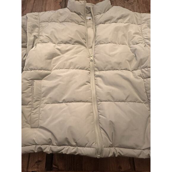 We Wore What Size XS Puffer Jacket Snap Off Sleeves Vest Coat Beige Classic - Picture 3 of 16